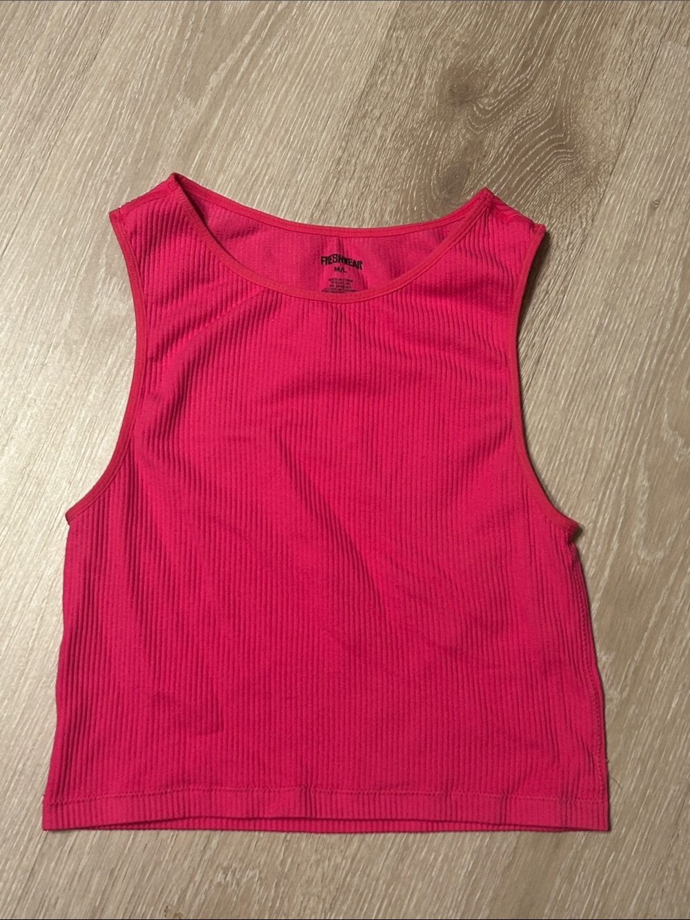 Freshwear Hot Pink Cropped Ribbed Stretchy Tank Top Sz M/L